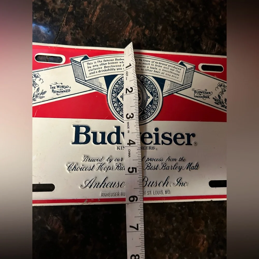 BUDWEISER ANHEUSER BUSCH BEER ADVERTISING BOOSTER LICENSE PLATE BAR SIGN…